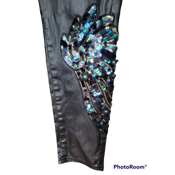Venus Faux Leather Sequin Embellished Pants - Picture 4 of 9